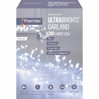 Premier Decorations UltraBright M/A B/O Garland 288LED - Slvr/Wh