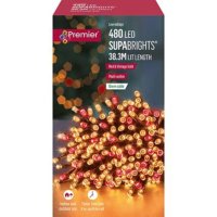 Premier Decorations SupaBrights Multi-Action 480 LED with Green Cable - Vintage Gold & Red