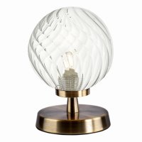 Dar Esben Touch Table Lamp in Antique Brass with Twisted Glass