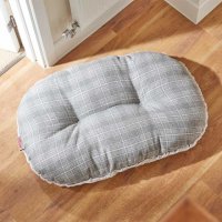 Zoon Medium Oval Cushion - Grey Plaid