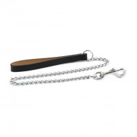 Ancol Black Leather Chain Lead - 90cm