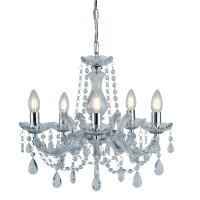 Searchlight Marie Therese - 5Lt Ceiling, Chrome, Clear Crystal Glass