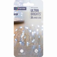 Premier Decorations UltraBrights Battery Operated 20 LED - White