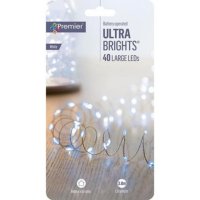 Premier Decorations 40 LED Battery Operated Ultra Brights - White