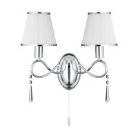 Searchlight Simplicity-2 Light W/Bracket Chrome & Clear Glass White String Shades