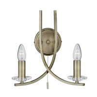 Searchlight Ascona-2 Light Wall Bracket Antique Brass Twist Frame with Clear Glass Sconces