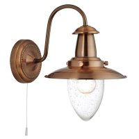 Searchlight Fisherman Copper Wall Light with Seeded Glass Shade