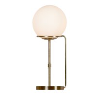 Searchlight Sphere Table Lamp, Antique Brass, Opal White Glass Shades