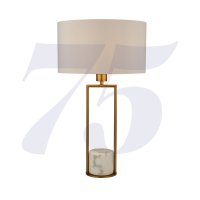 Searchlight Claire Gold Table Lamp W White Marble Base And White Drum Shade