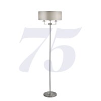 SEARCHLIGHT KNIGHTSBRIDGE 3LT SATIN SILVER FLOOR LAMP w SILVER FAUX SILK SHADE