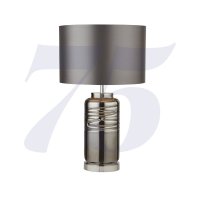 Searchlight Ellie Smoked Column Ridged Glass Table Lamp With Grey Shade