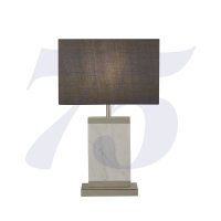 Searchlight Naomi Satin Nickel And White Marble Table Lamp With Grey Shade