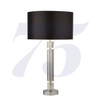 Searchlight Kylie Chrome/Glass Table Lamp With Black Shade Silver Inner