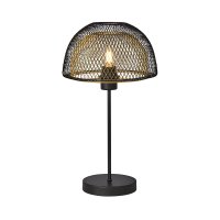 Searchlight Honeycomb 1Lt Double Layered Mesh Table Lamp-Black Outer W Gold Inner