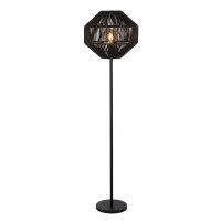 Searchlight Wicker 1Lt Floor Lamp, Black Wicker