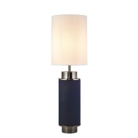 Searchlight Flask 1Lt Table Lamp,Blue Linen W Black Nickel And White Shade