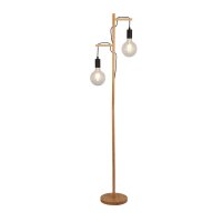 Searchlight Woody 2 Light Floor Lamp, Black And Ash Wood