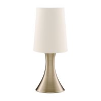 Searchlight Touch Table Lamp Antique Brass Base White Tapered Shade