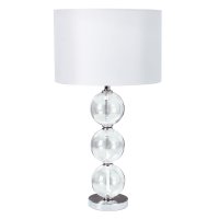 Searchlight Bliss Table Lamp(Single)-Clear Glass Ball Stacked Base White Shade