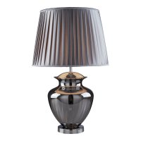 Searchlight Elina Table Lamp Large Glass Urn Smokey Glass Chrome Pewter Pleated Shade