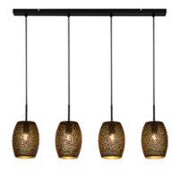 Searchlight Laser 4 Light Bar Pendant, Black And Gold