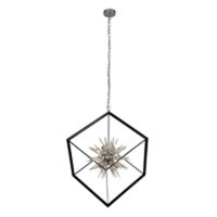 Searchlight Stellar 6 Light Spike Ball Pendant, Matt Black Frame W Crystal Glass