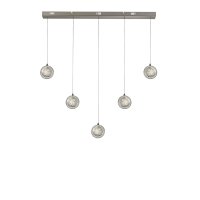 Searchlight Quartz 5 Light Bar Pendant, Bubble Glass With Detailed Rim