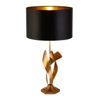 Searchlight Breeze 1Lt Table Lamp, Painted Gold, Black Shade W Gold Interior