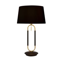Searchlight Jazz 1Lt Table Lamp, Satin Brass & Black, Black Velvet Shade