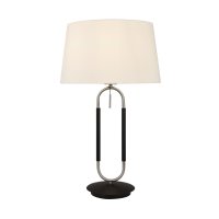 Searchlight Jazz  1Lt Table Lamp, Satin Silver & Black, White Velvet Shade