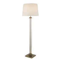 Searchlight Pedestal Floor Lamp Glass Column, & Antiq Brass Base, Cream Sh