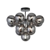 Searchlight Berry 13 Light Ceiling Light, Chrome With Smoked Glass