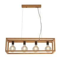 Searchlight Square Woven Bamboo Wood 4 Light Pendant