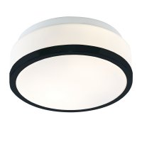 Searchlight Cheese - Bathroom - 2Lt Flush, Glass Shade With Black Trim