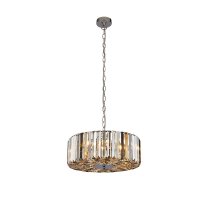 Searchlight Chapeau 4 Light Chrome Pendant With Amber, Smoke And Clear Glass