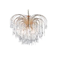 Searchlight Waterfall - 5Lt Ceiling, Gold, Clear Crystal