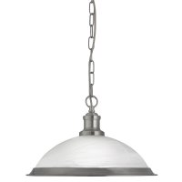 Searchlight Bistro Pendant Satin Silver Marble Glass