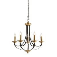 Searchlight Belfry 5 Light Pendant Dark Bronze & Brown