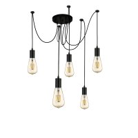 Searchlight Squiggle 5 Light Pendant Black