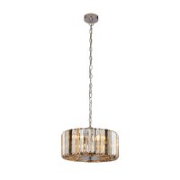 Searchlight Chapeau 3 Light Chrome Pendant W Amber,Smoke And Clear Glass Crystals
