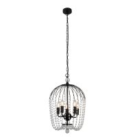 Searchlight Shower 5 Light Pendant, Black Finish, Metal With Clear Crystal