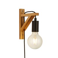 SEARCHLIGHT WOODY 1LT WALL LIGHT, BLACK AND ASH WOOD