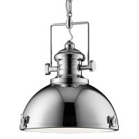 Searchlight Louisiana Industrial Pendant, Chrome, Clear Lens