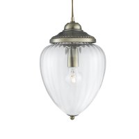 Searchlight Moscow Pendant Antique Brass Clear Ribbed Glass