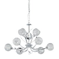 Searchlight Bellis II 9 Light Ceiling Chrome & Clear Glass Deco Shade