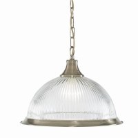 SEARCHLIGHT AMERICAN DINER - 1LT PENDANT, ANTIQUE BRASS, CLEAR GLASS