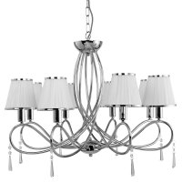 Searchlight Simplicity-8 Light Ceiling Chrome & Clear Glass White String Shades