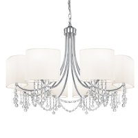 Searchlight Nina 8 Light Ceiling Chrome Clear Crystal White Shades