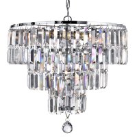 Searchlight Empire 5 Light Chandelier Chrome Clear Crystal