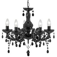Searchlight Marie Therese 5 Light Ceiling Black Glass/Acrylic